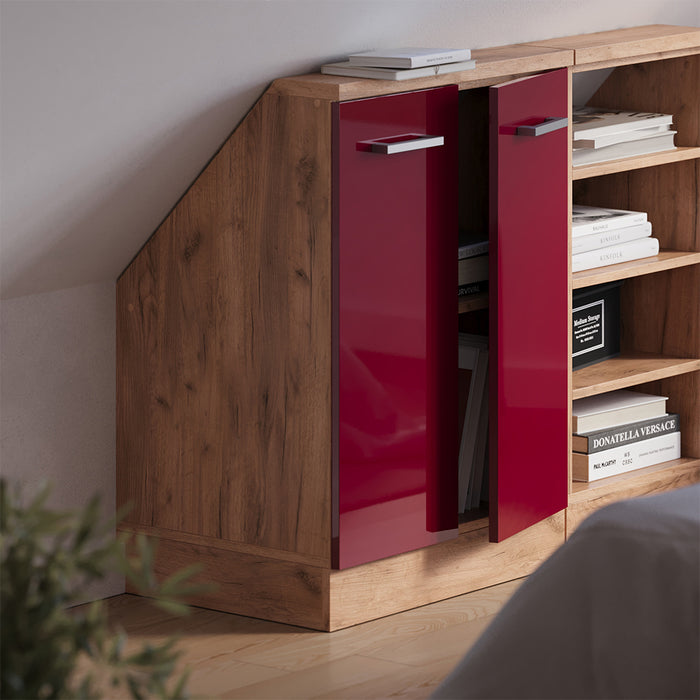 Vicco Mobile sottotetto Rosso lucido/rovere dorato con 2 porte