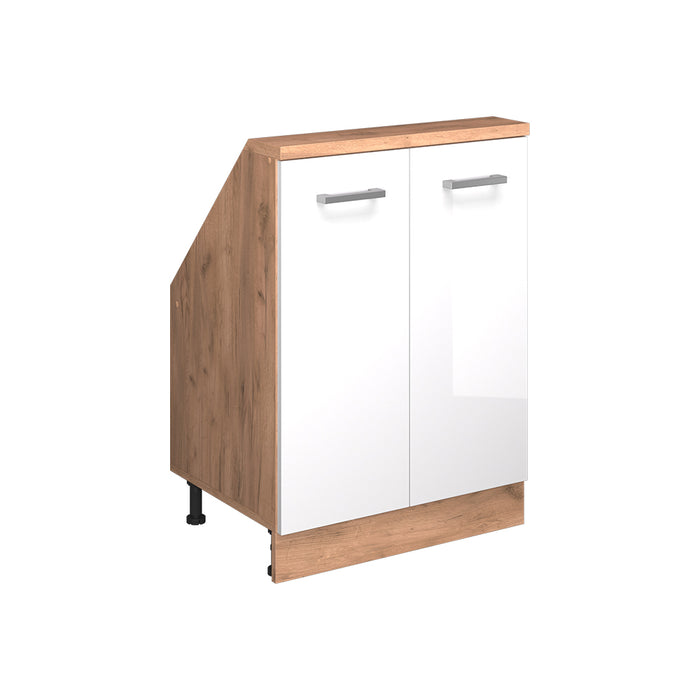 Vicco Mobile cucina sottotetto Bianco lucido/oro power oak 60 cm con 2 porte
