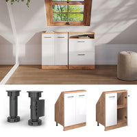 Vicco Mobile cucina sottotetto Bianco lucido/oro power oak 60 cm con 2 porte