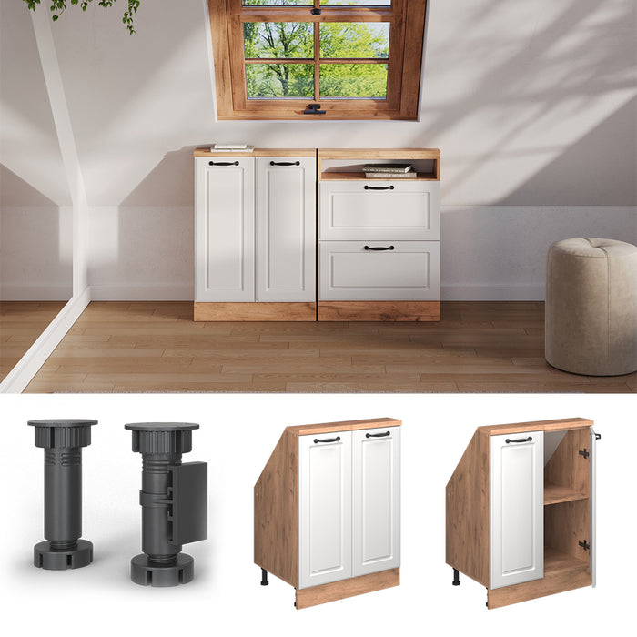 Vicco Mobile sottotetto Casa di campagna bianca/quercia dorata con 2 porte