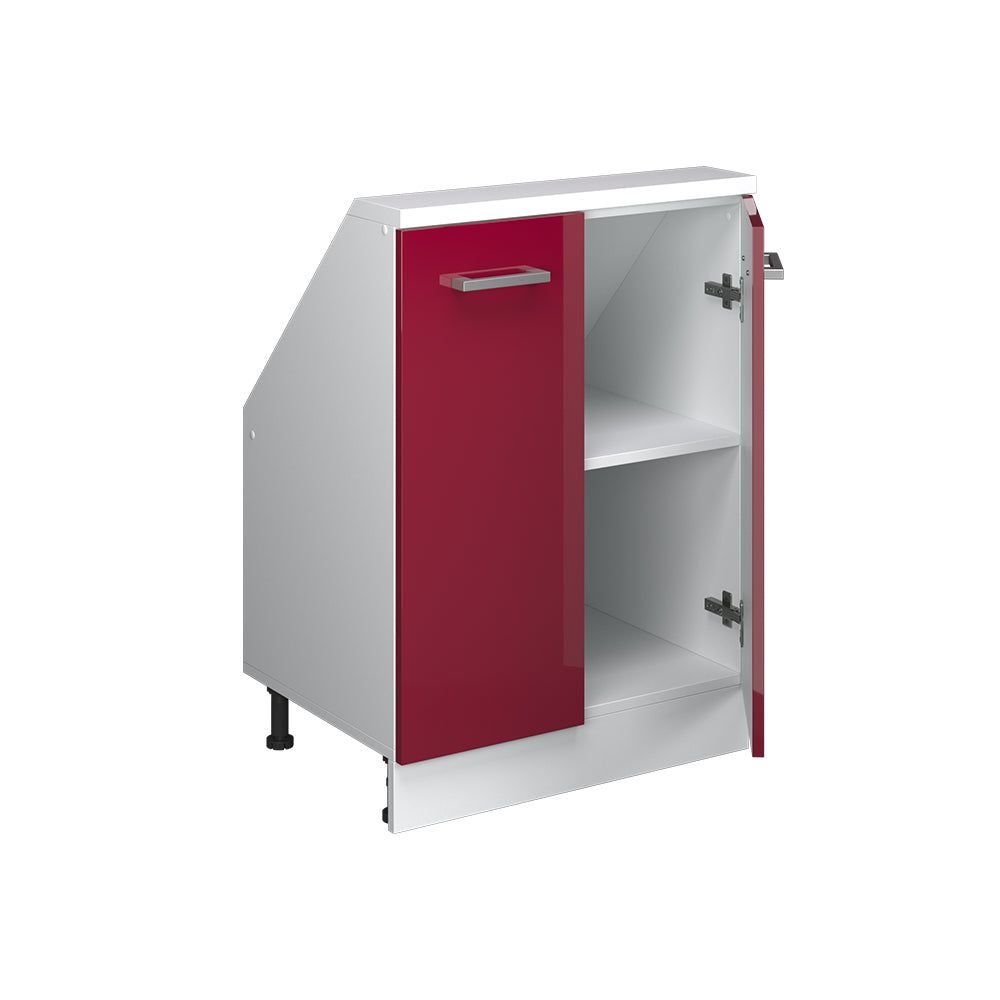 Vicco Mobile cucina sottotetto Rosso lucido/bianco 60 cm con 2 porte