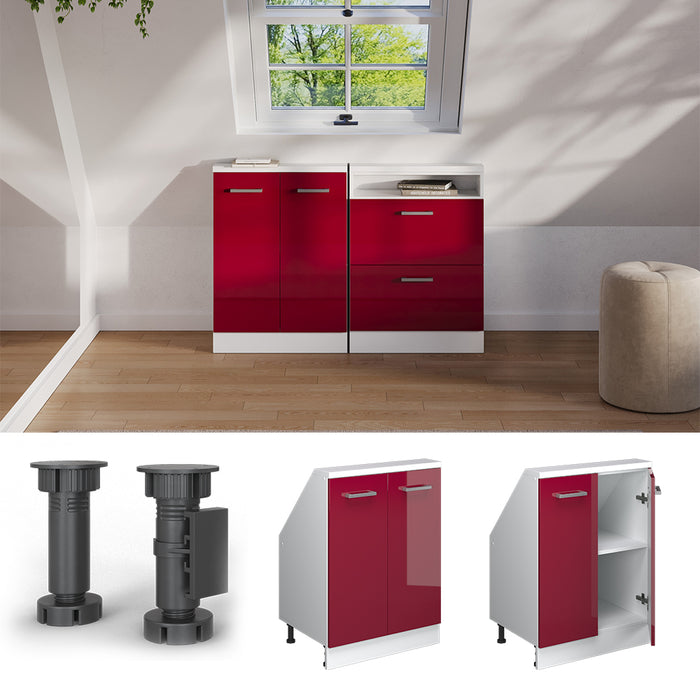 Vicco Mobile sottotetto Bordeaux lucido/bianco con 2 porte