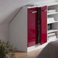 Vicco Mobile sottotetto Bordeaux lucido/bianco con 2 porte