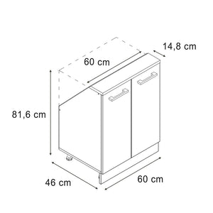 Vicco Mobile cucina sottotetto Casa di campagna bianca/bianco 60 cm con 2 porte