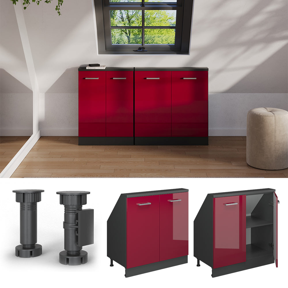 Vicco Mobile sottotetto Rosso lucido/antracite con 2 porte