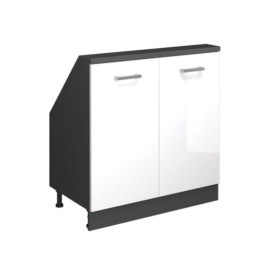 Vicco Mobile cucina sottotetto Bianco lucido/antracite 80 cm con 2 porte