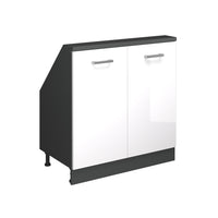 Vicco Mobile sottotetto Bianco lucido/antracite con 2 porte