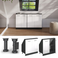 Vicco Mobile sottotetto Bianco lucido/antracite con 2 porte