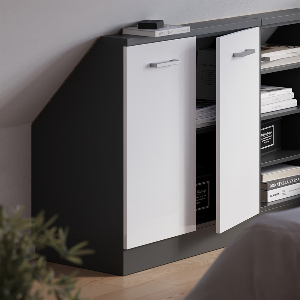 Vicco Mobile sottotetto Bianco lucido/antracite con 2 porte