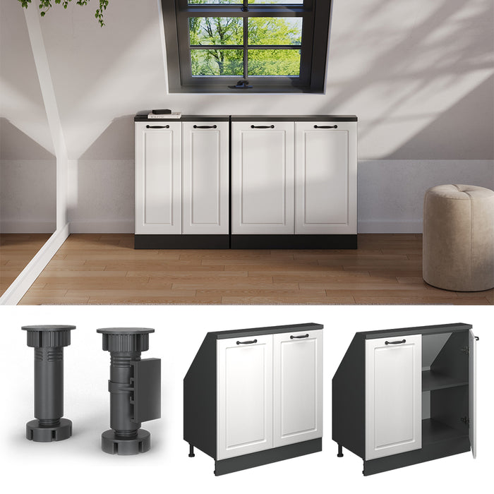 Vicco Mobile cucina sottotetto Bianco casa di campagna/antracite 80 cm con 2 porte