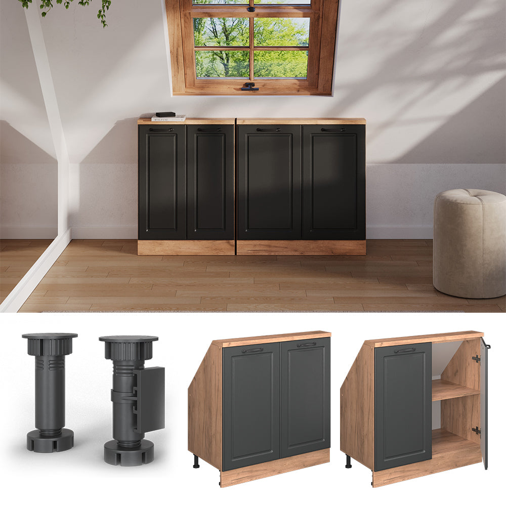 Vicco Mobile cucina sottotetto Antracite Country House/oro Kraft Oak 80 cm con 2 porte