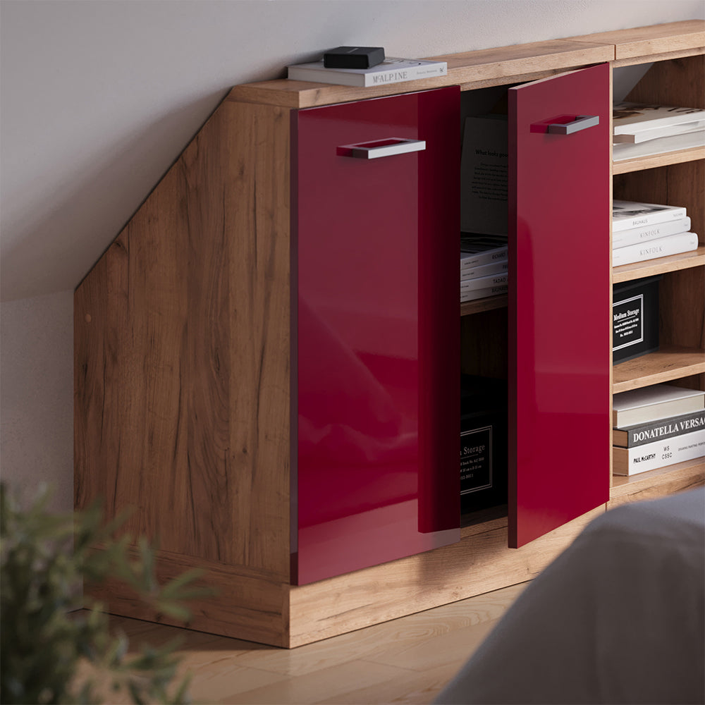 Vicco Mobile sottotetto Rosso lucido/rovere dorato con 2 porte