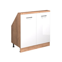 Vicco Mobile cucina sottotetto Bianco lucido/oro power oak 80 cm con 2 porte
