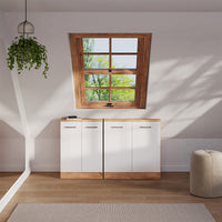 Vicco Mobile sottotetto Bianco lucido/oro power oak con 2 porte