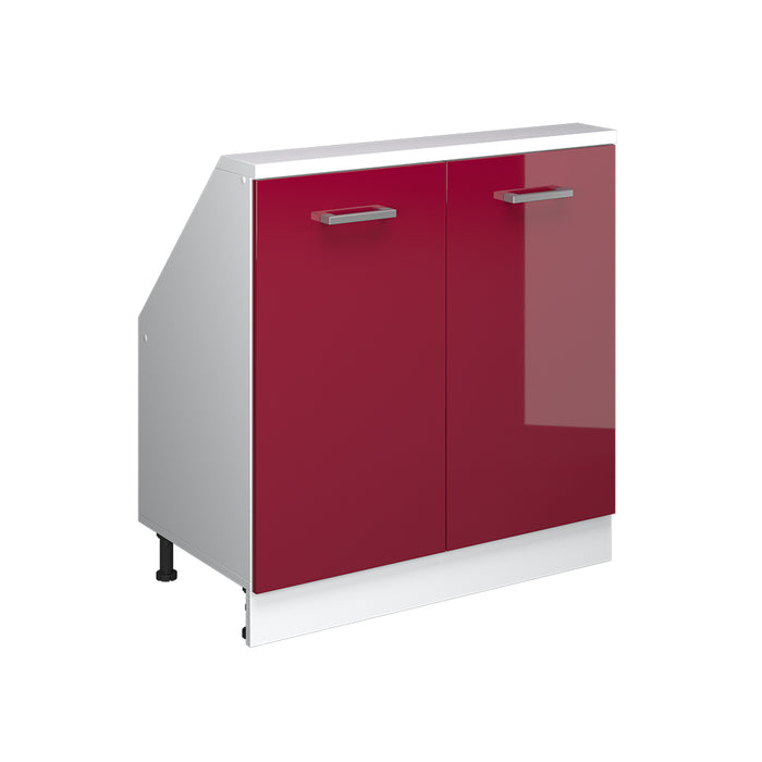 Vicco Mobile cucina sottotetto Rosso lucido/bianco 80 cm con 2 porte