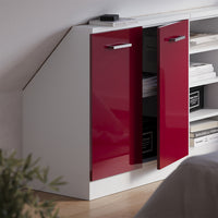 Vicco Mobile sottotetto Bordeaux lucido/bianco con 2 porte