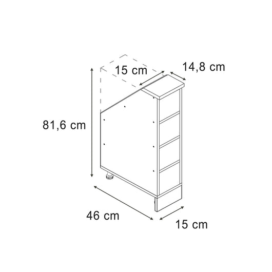 Vicco Mobile sottotetto Quercia dorata 15 x 81.6 cm con 4 scomparti