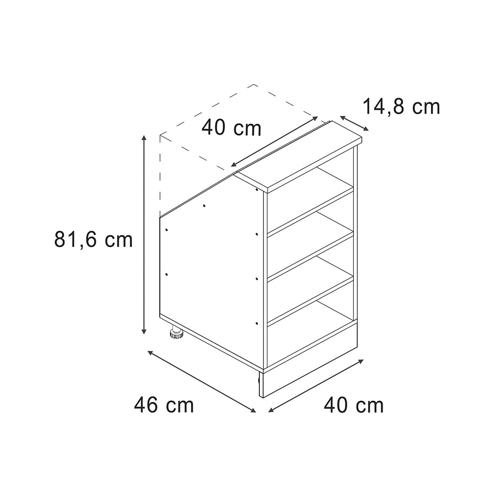 Vicco Mobile cucina sottotetto Bianco 40 cm con 4 scomparti