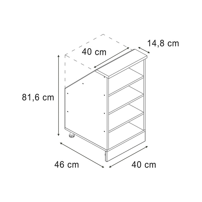 Vicco Mobile cucina sottotetto Antracite 40 cm con 4 scomparti