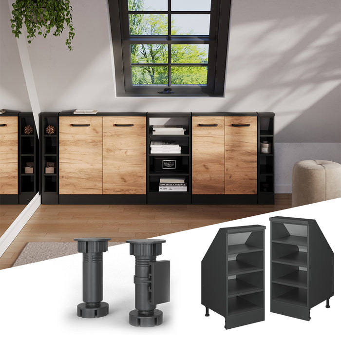 Vicco Mobile cucina sottotetto Antracite 40 cm con 4 scomparti