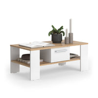 Vicco Tavolino Quercia dorata/bianco 89.8 x 46.4 cm con cassetto