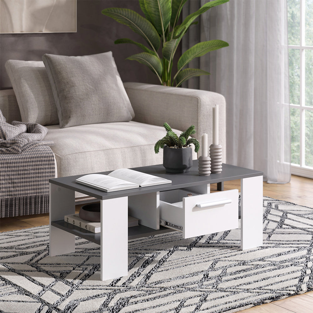 Vicco Tavolino Antracite/bianco 89.8 x 46.4 cm con cassetto