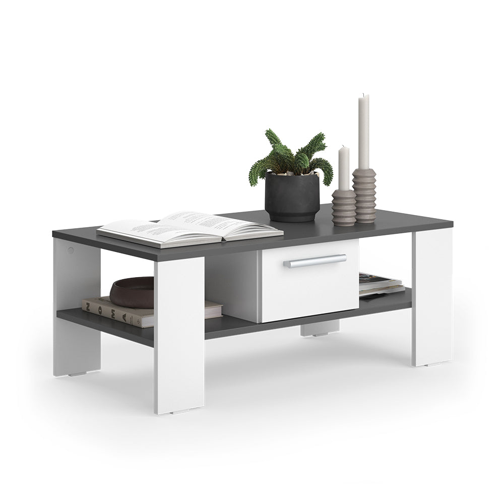 Vicco Tavolino Antracite/bianco 89.8 x 46.4 cm con cassetto