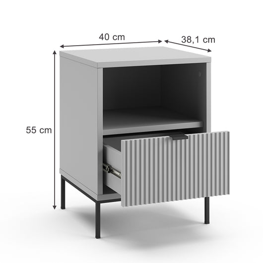 Vicco Comodino Grigio 40 x 55 cm con 1 cassetto