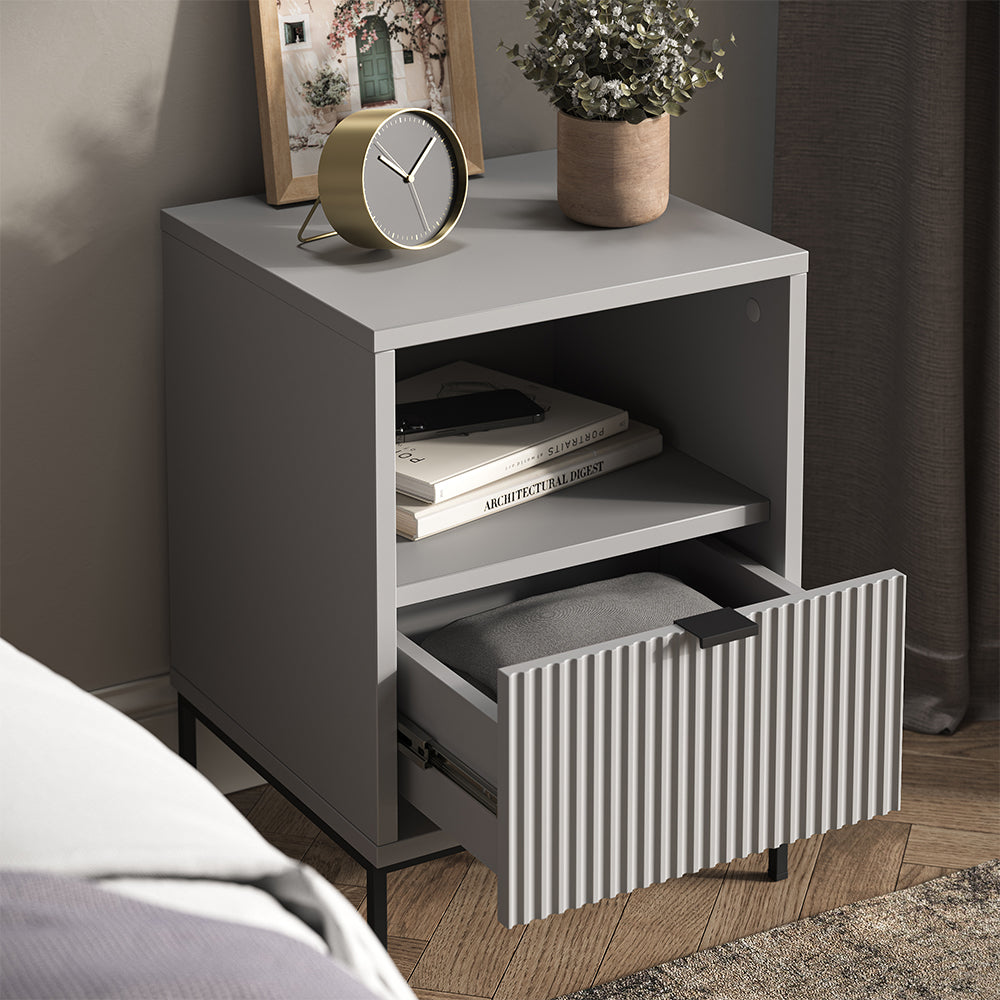 Vicco Comodino Grigio 40 x 55 cm con 1 cassetto