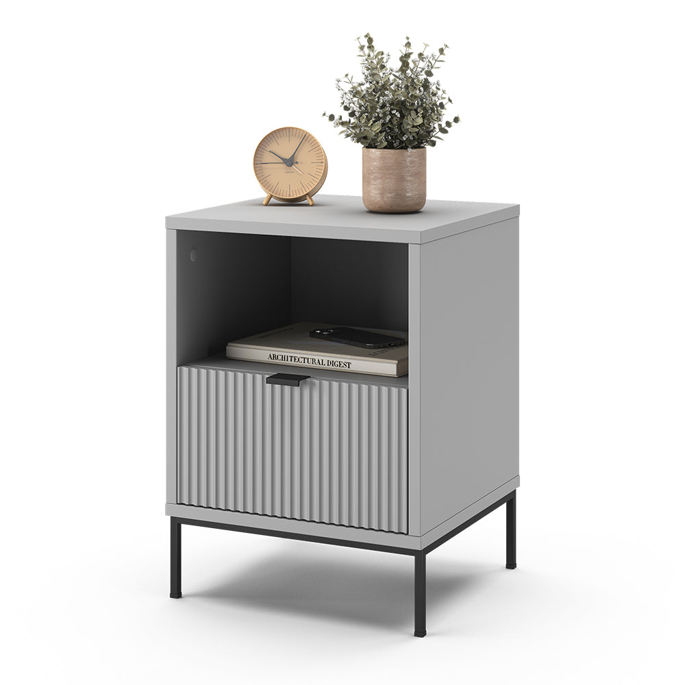 Vicco Comodino Grigio 40 x 55 cm con 1 cassetto