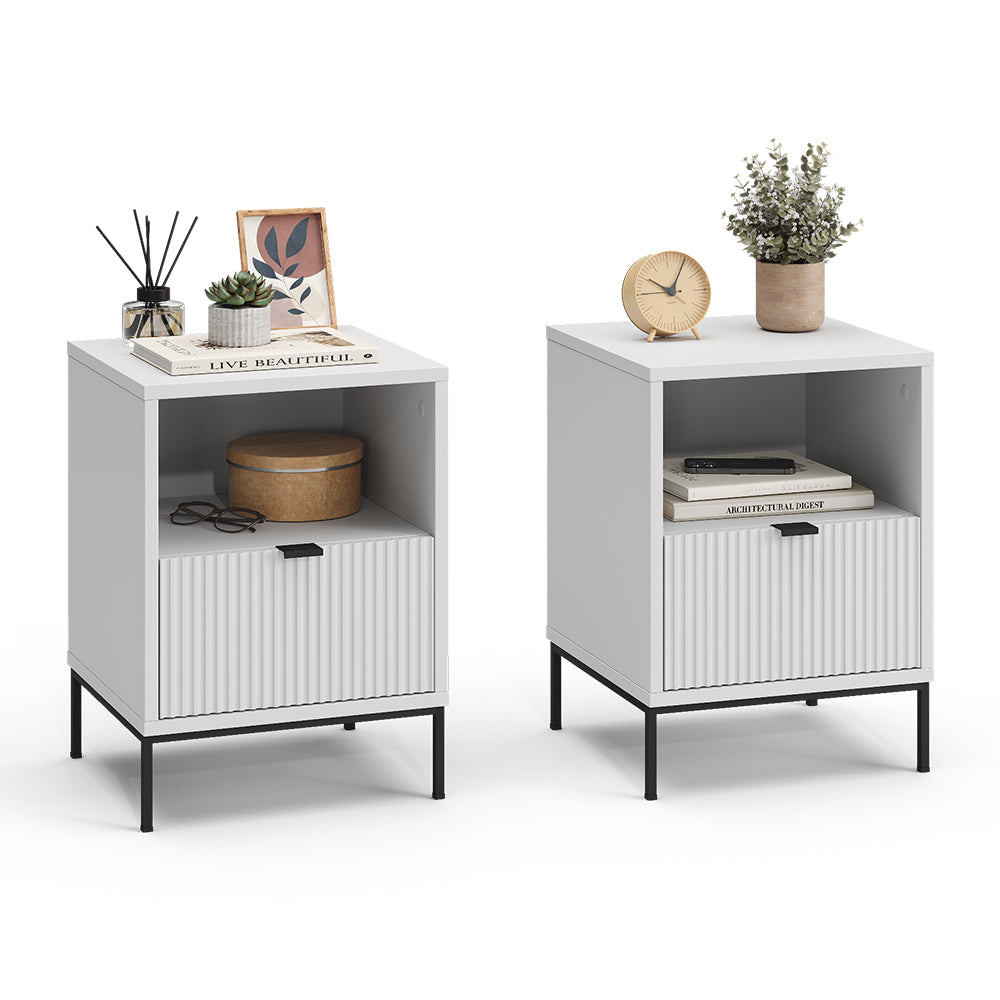 Vicco Comodino Bianco Set di 2