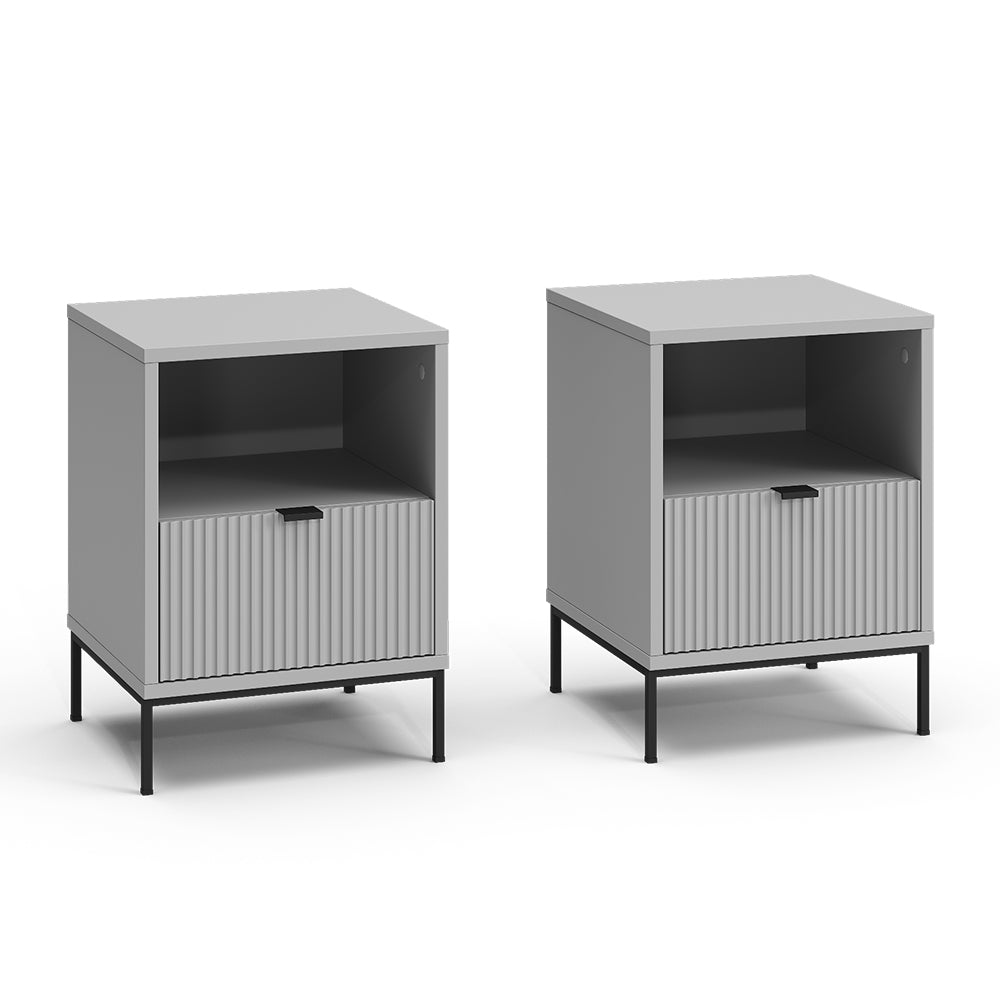 Vicco Comodino Grigio Set di 2