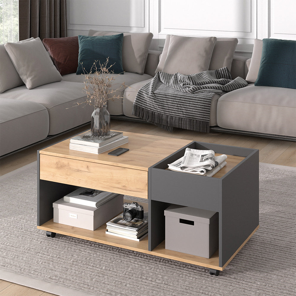 Vicco Tavolino Quercia dorata/antracite 110 x 60 cm con cassetto