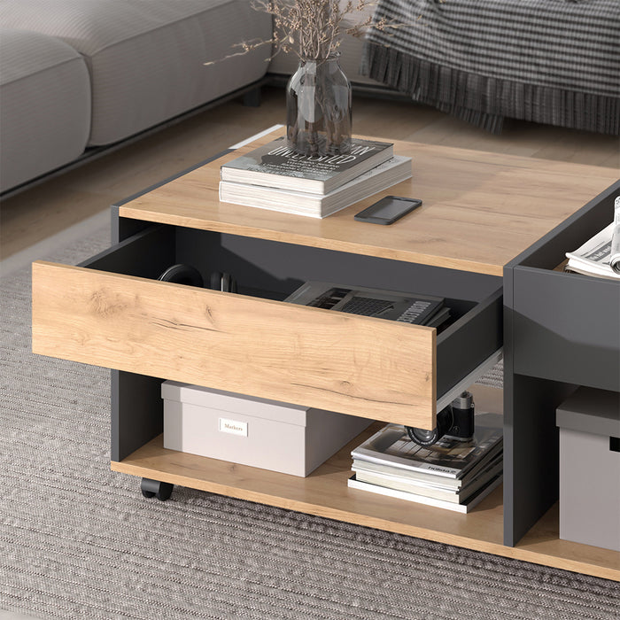 Vicco Tavolino Quercia dorata/antracite 110 x 60 cm con cassetto