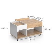 Vicco Tavolino Quercia dorata/bianco 110 x 60 cm con cassetto