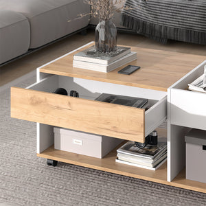 Vicco Tavolino Quercia dorata/bianco 110 x 60 cm con cassetto