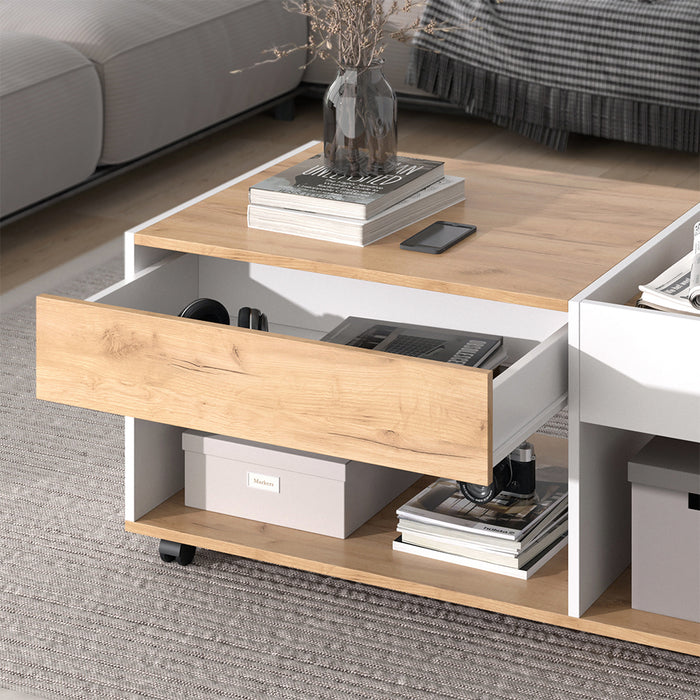 Vicco Tavolino Quercia dorata/bianco 110 x 60 cm con cassetto