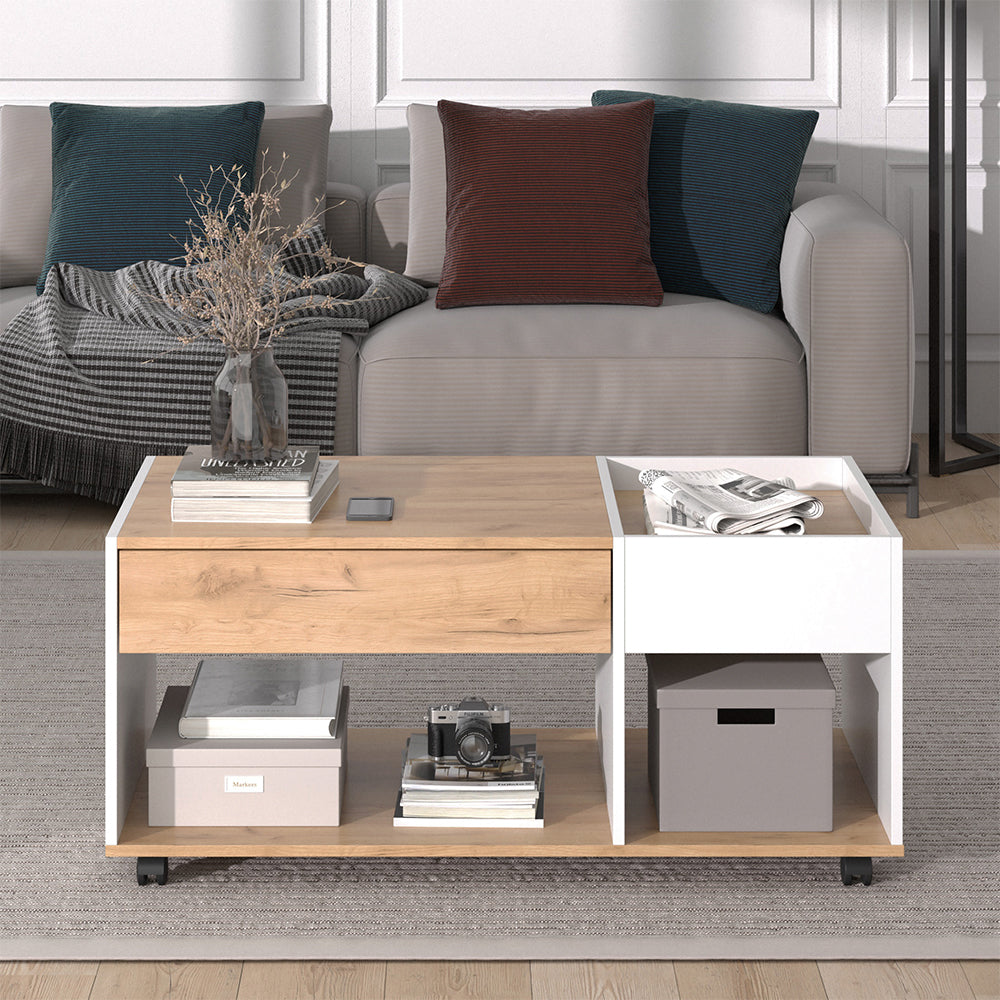 Vicco Tavolino Quercia dorata/bianco 110 x 60 cm con cassetto