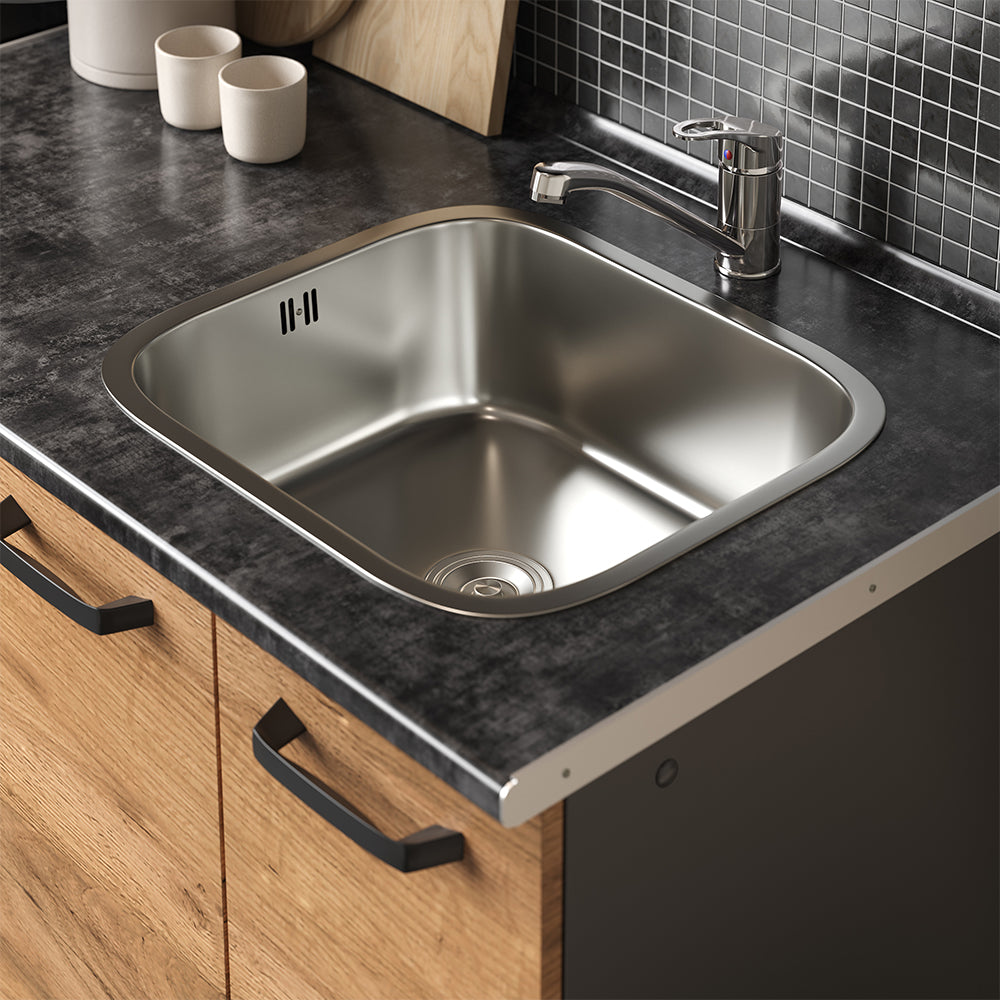 Vicco Cucina completa Quercia dorata/antracite 160 cm con mobile forno incasso con piano di lavoro