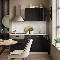 Vicco Cucina completa Nero lucido/bianco 160 cm con base forno e lavello senza PT