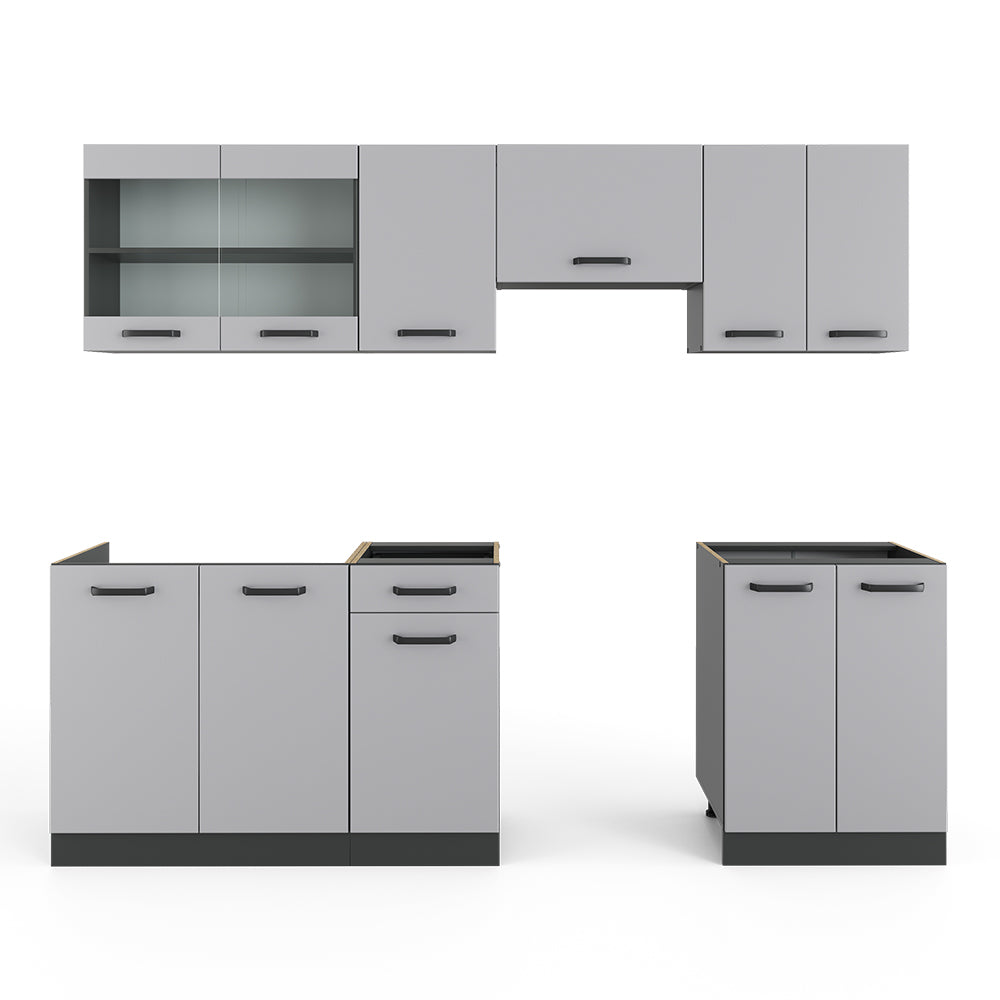 Vicco Mobile da cucina Grigio/antracite 240 cm , PL Antracite