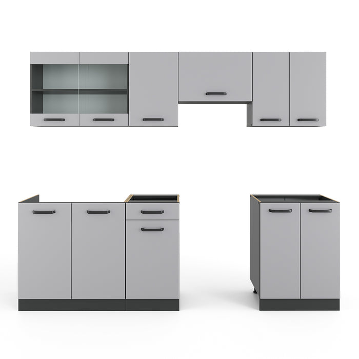 Vicco Mobile da cucina Grigio/antracite 240 cm , PL Antracite