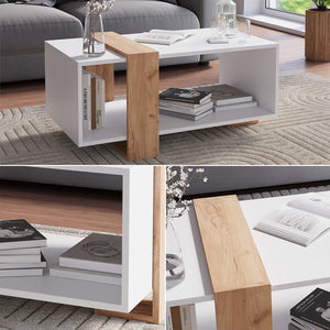 Vicco Tavolino Rovere bianco/dorato 91.5 x 52 cm