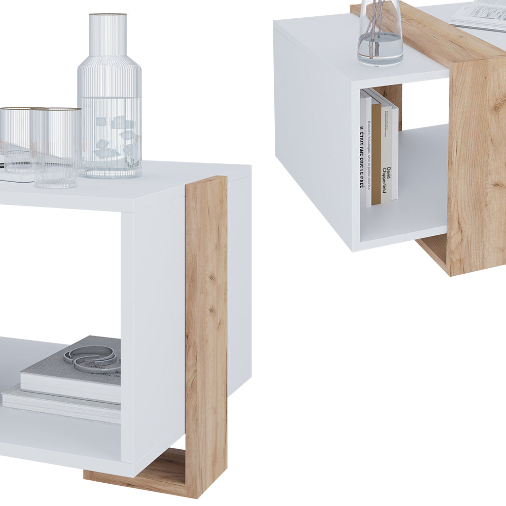 Vicco Tavolino Rovere bianco/dorato 91.5 x 52 cm