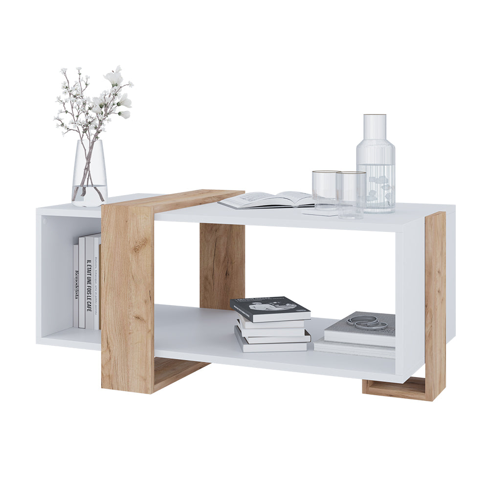 Vicco Tavolino Rovere bianco/dorato 91.5 x 52 cm