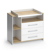 Vicco Fasciatoio Rovere bianco/dorato 113 x 93 cm con 3 cassetti