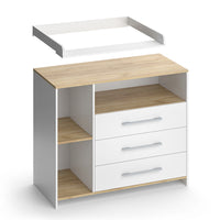 Vicco Fasciatoio Rovere bianco/dorato 113 x 93 cm con 3 cassetti