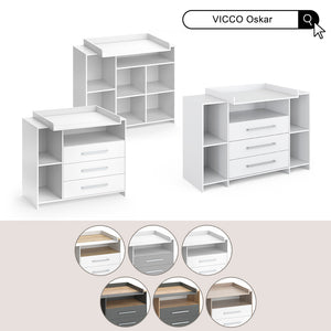 Vicco Fasciatoio Rovere bianco/dorato 143.2 x 93 cm con 3 cassetti