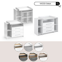 Vicco Fasciatoio Rovere bianco/dorato 113 x 93 cm con 3 cassetti