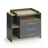 Vicco Fasciatoio Antracite/quercia dorata 113 x 93 cm con 3 cassetti